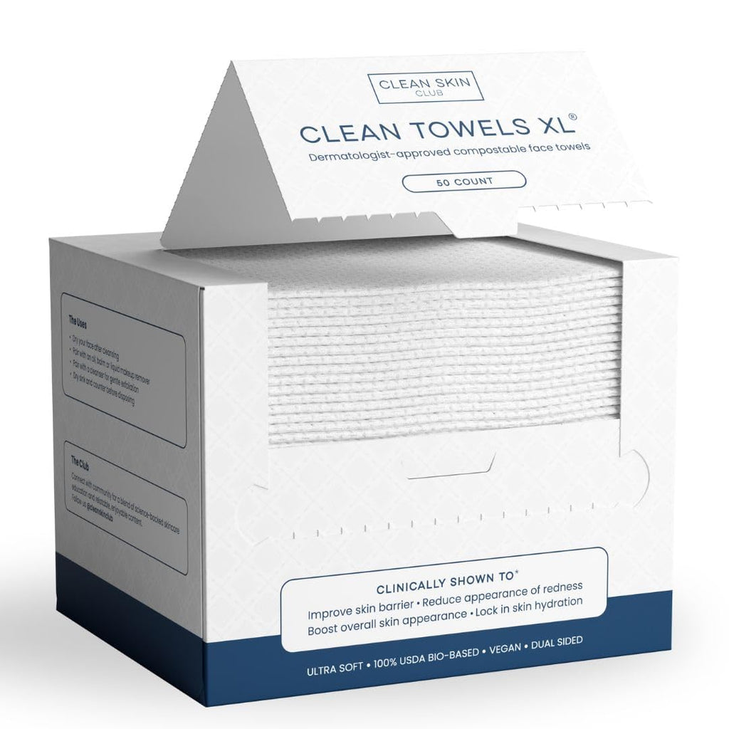 Clean Skin Club Clean Towels XL®, 100% USDA Biobased Face Towel