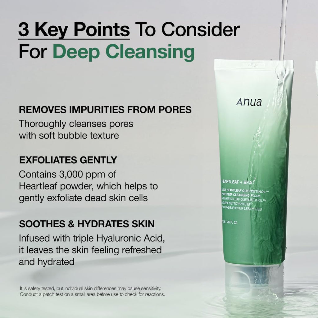 ANUA Heartleaf Quercetinol Pore Deep Cleansing Foam, Facial Cleanser