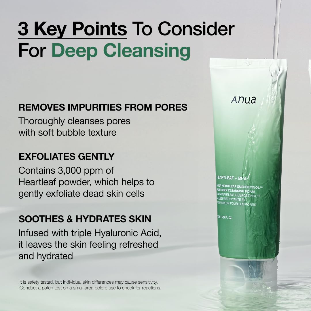 ANUA Heartleaf Quercetinol Pore Deep Cleansing Foam, Facial Cleanser