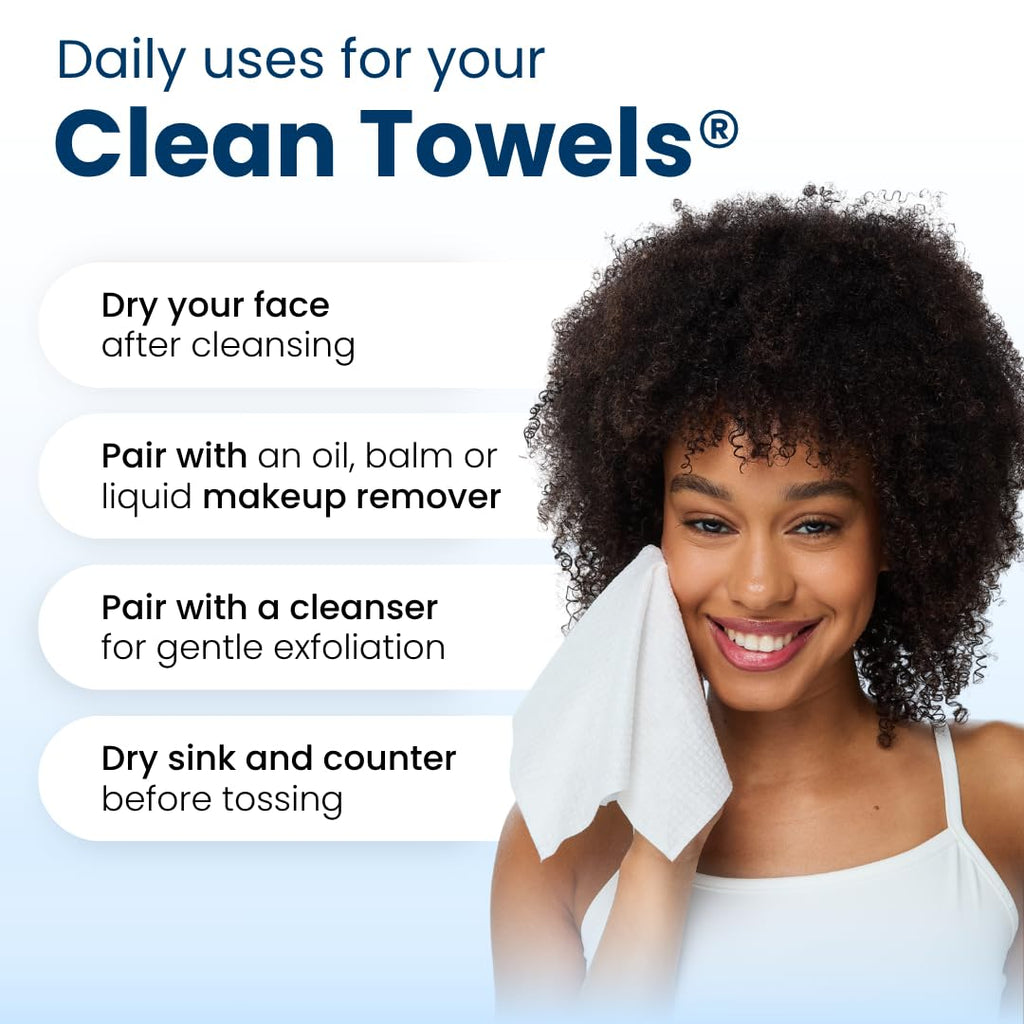 Clean Skin Club Clean Towels XL®, 100% USDA Biobased Face Towel