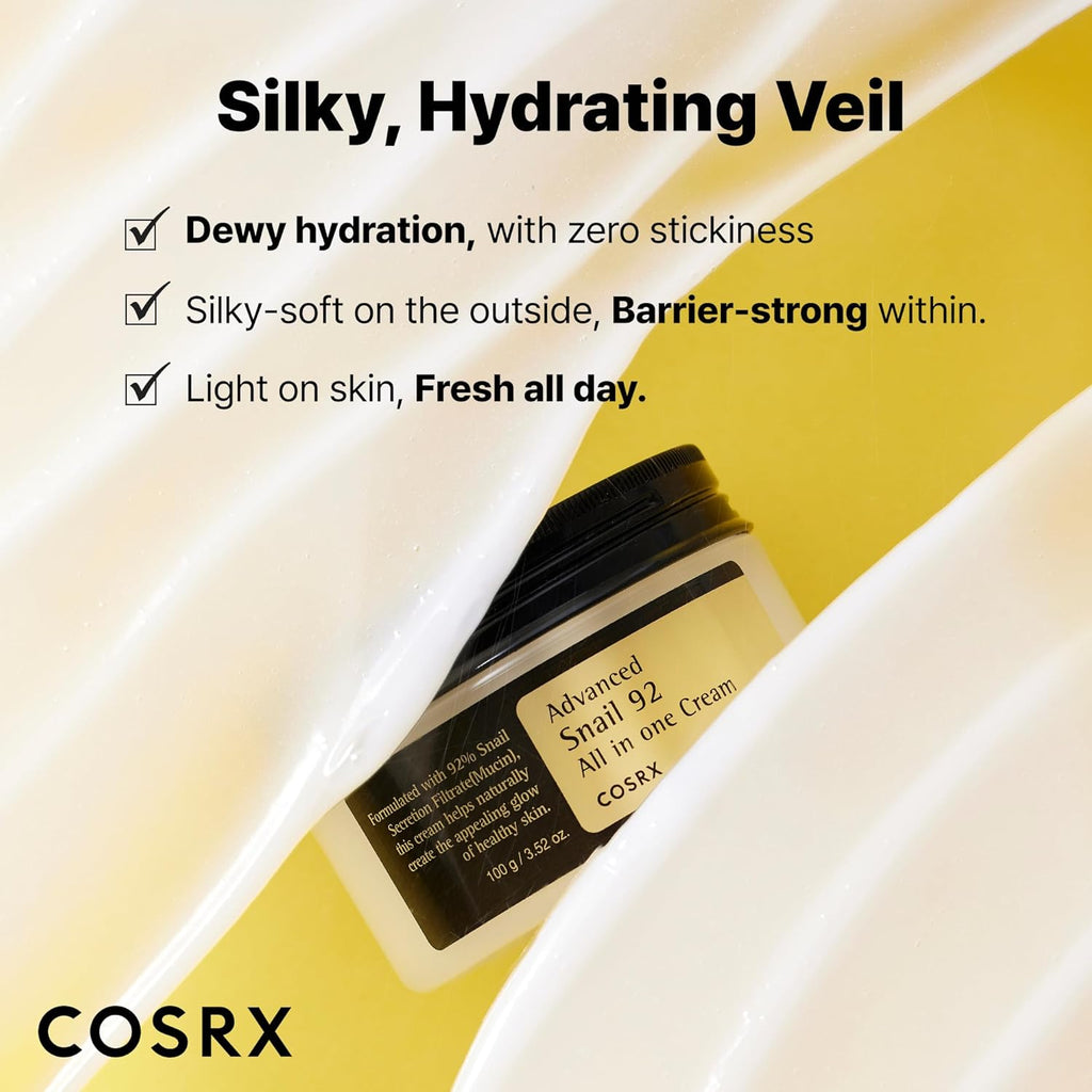 COSRX Snail Mucin 92% Face Moisturizer, 3.52 Oz, Lightweight Moisturing Cream