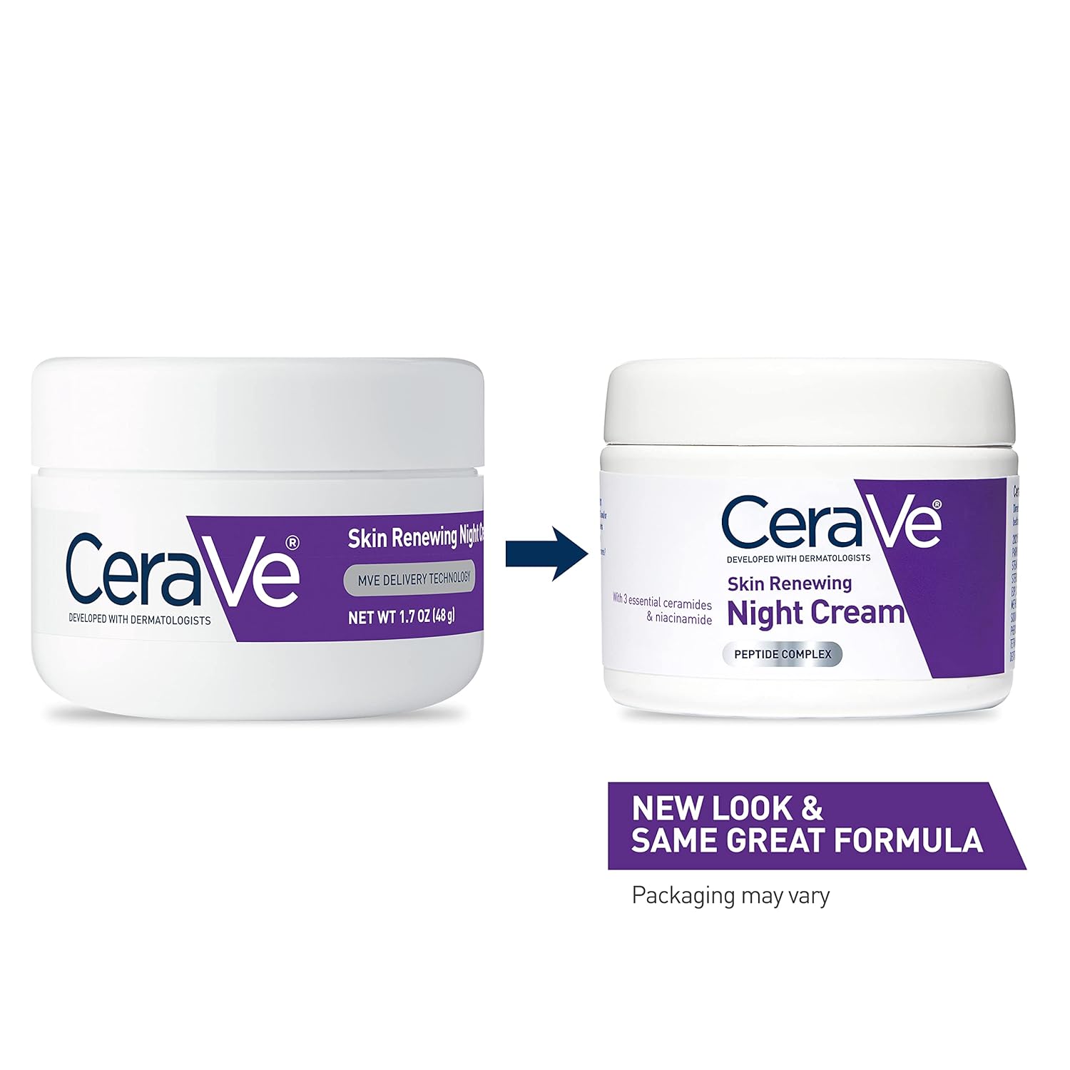 CeraVe Skin Renewing Night Cream, Niacinamide, Peptide Complex