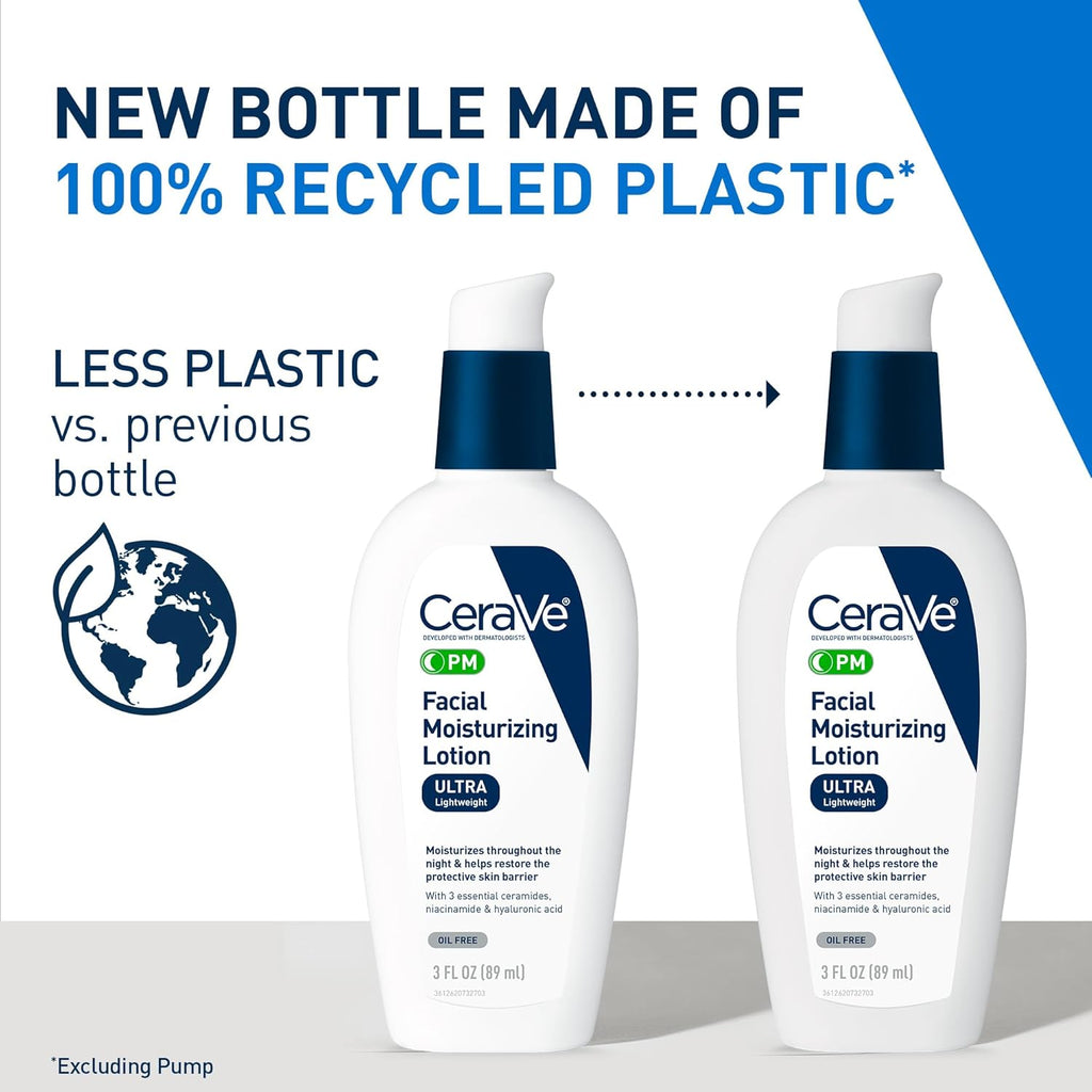 CeraVe PM Facial Moisturizing Lotion, Night Cream with Hyaluronic Acid and Niacinamide