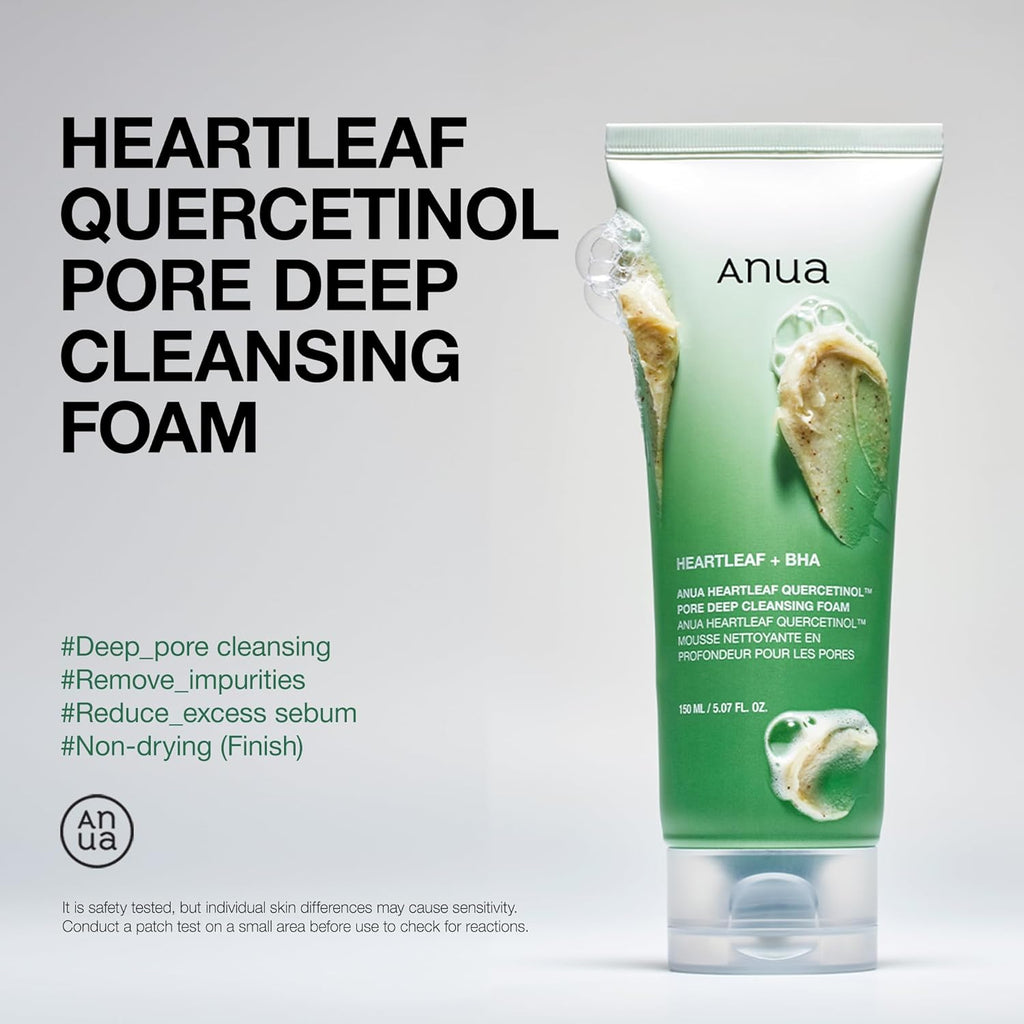 ANUA Heartleaf Quercetinol Pore Deep Cleansing Foam, Facial Cleanser