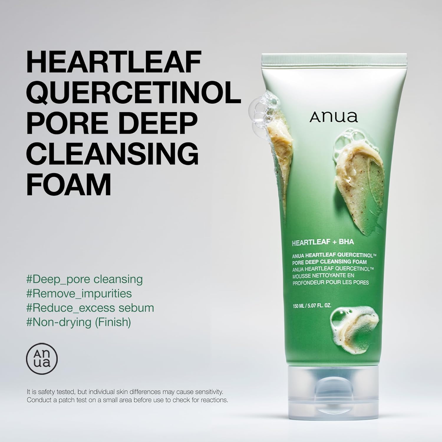 ANUA Heartleaf Quercetinol Pore Deep Cleansing Foam, Facial Cleanser