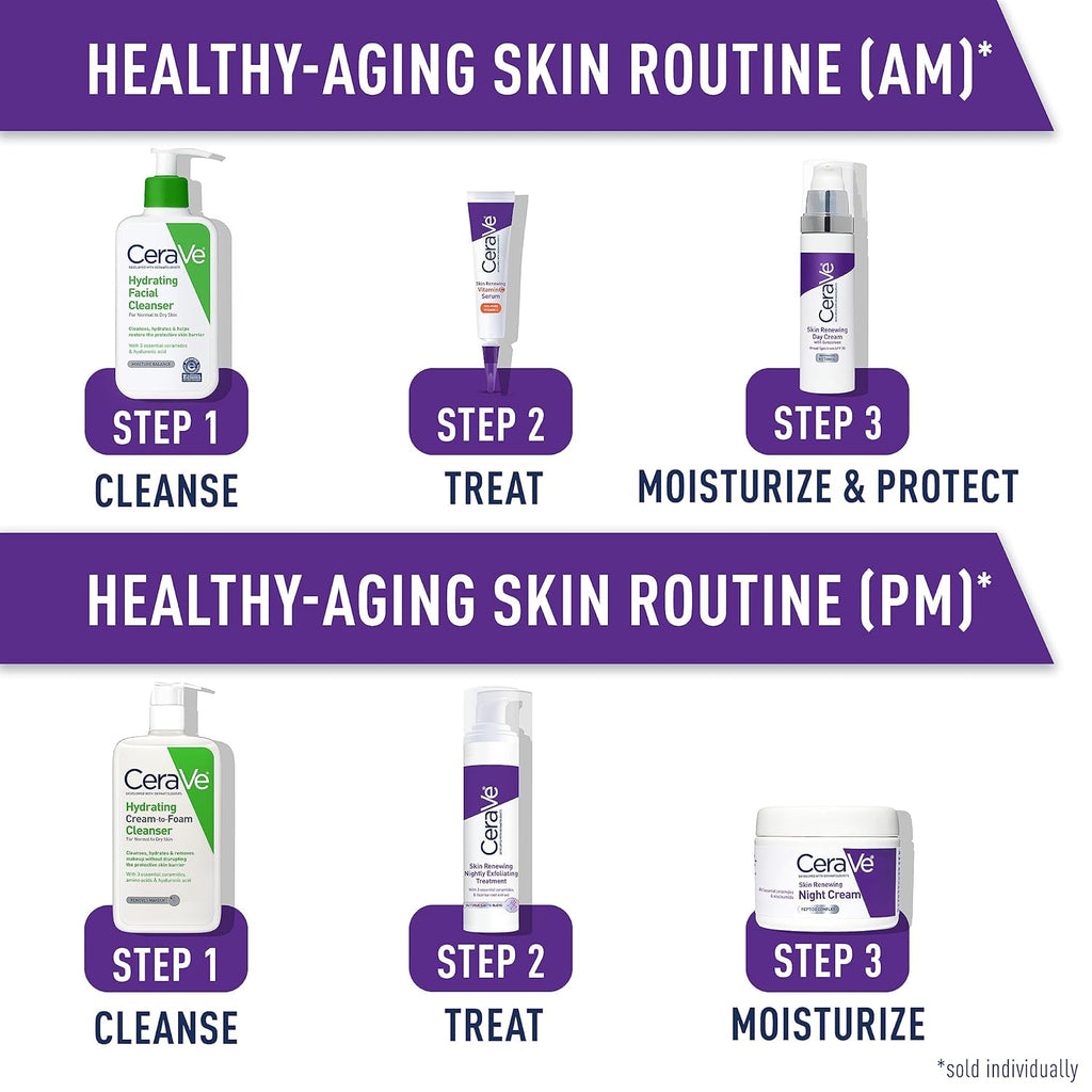 CeraVe Skin Renewing Night Cream, Niacinamide, Peptide Complex