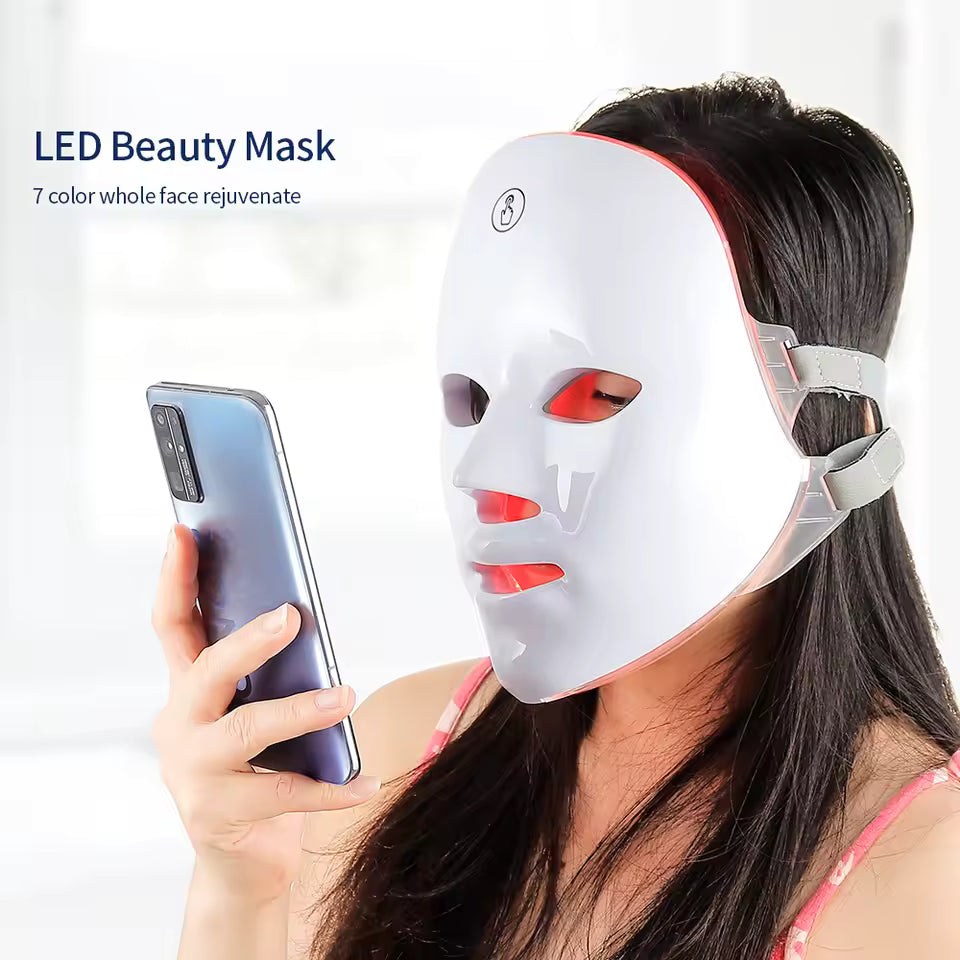 LED Face Mask Light Therapy – 7-in-1 Colors Facial Skin Care Mask